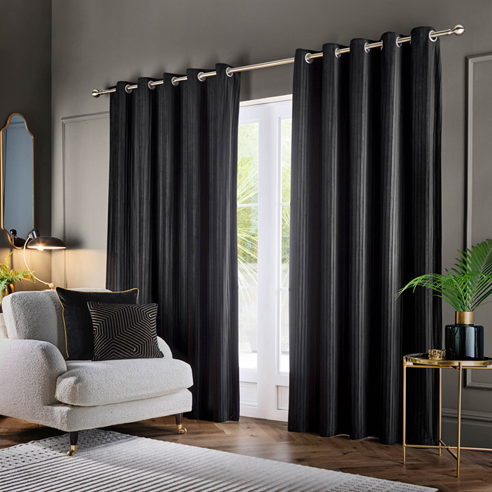 Corinthian Eyelet, Black - Ready Made Curtains - Image 3